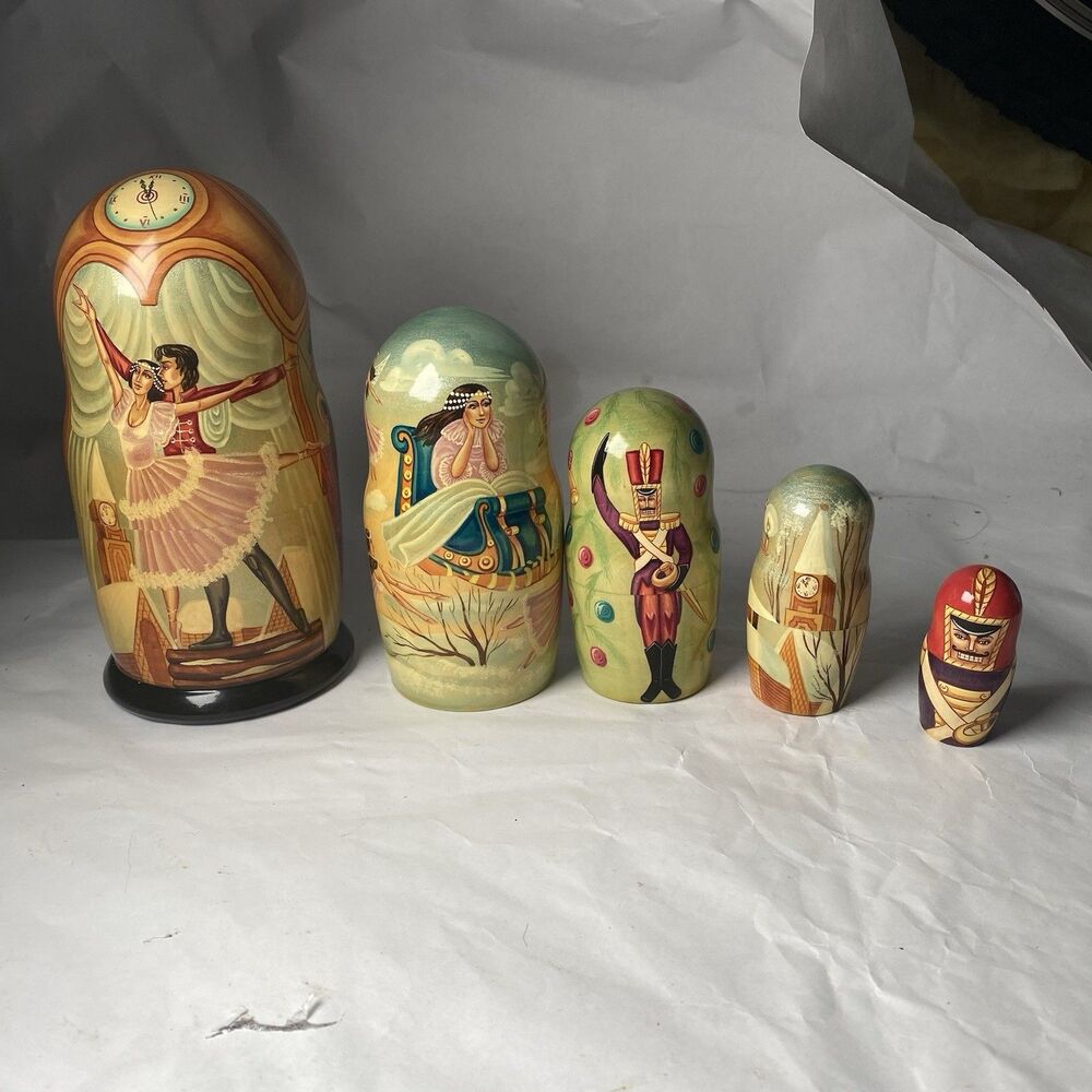 VTG Russian Matryoshka Nesting Dolls Nutcracker Suite Vasilyeva Sergiyev Posad